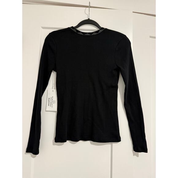 $125 New Goldie Lewinter Ribbed Pyramid Tipped Long Sleeve Tee - Small - black - Picture 6 of 6